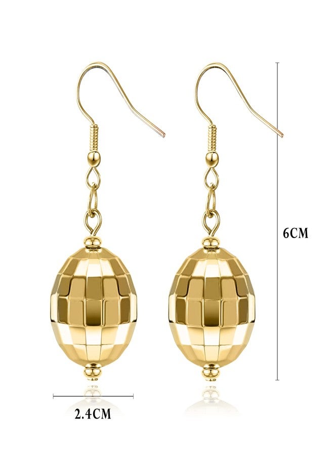 Adoshine Disco Ball Earrings for Women Silver Gold Disco Mirrorball Earrings Perfect for 70s outfits Dance Party Costume Accessories (Short-Gold) - Image 3
